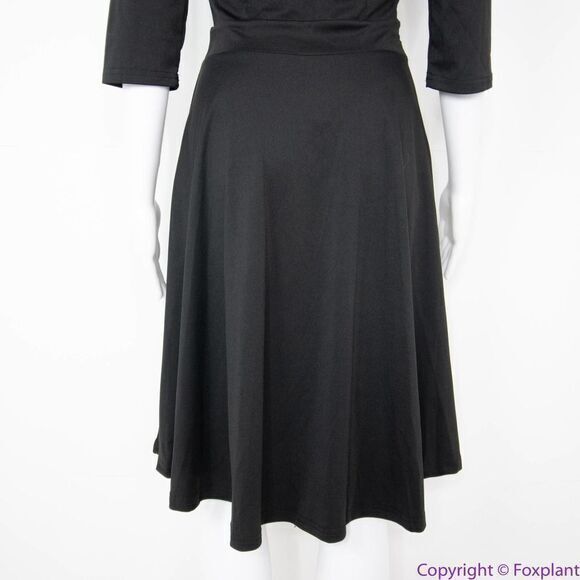 NEW Meaneor black fit and flare midi‎ dress scoop scallop neckline, S - Picture 6 of 16